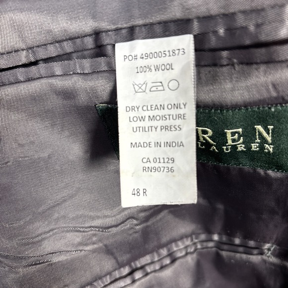 Lauren Ralph Lauren Mens 48R Blazer Sport Coat 100% Wool Mini Herringbone - Picture 4 of 10